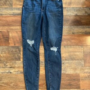 Women's Dark Blue Distressed Jeans